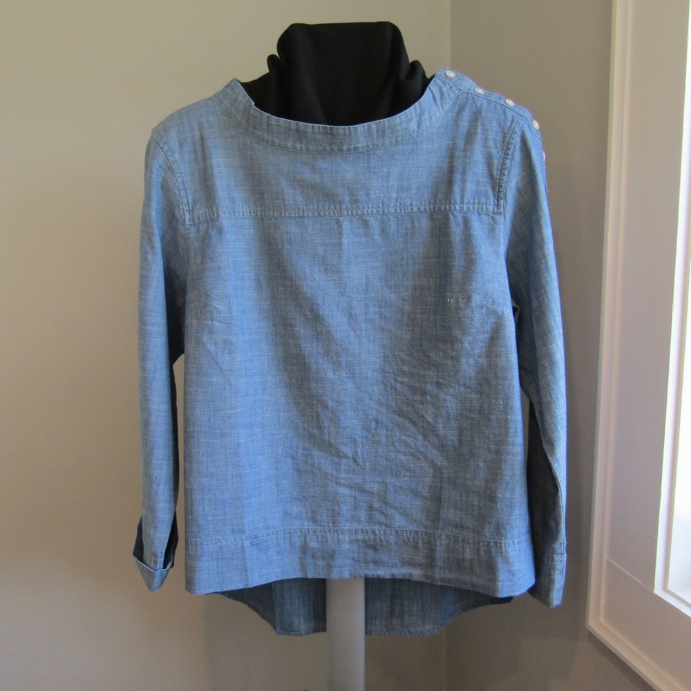 J Crew cotton blouse with portrait style collar